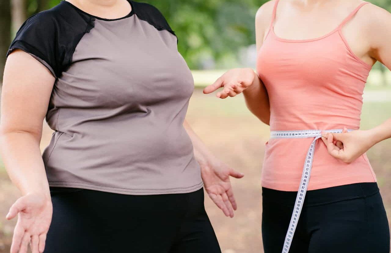 2 kinds of body size. Weight loss concept.