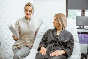 woman during consultation at hrt clinic
