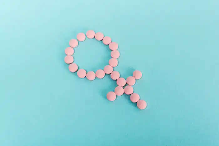 Woman HRT pills for fatigue relief