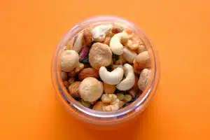 trail mix nuts in a small jar