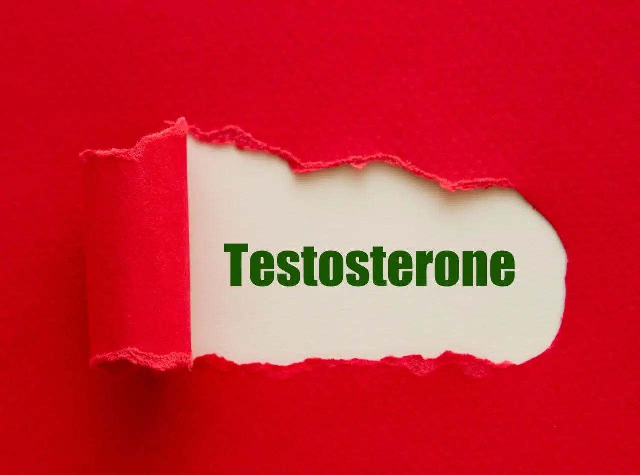 testosterone concept in a red background